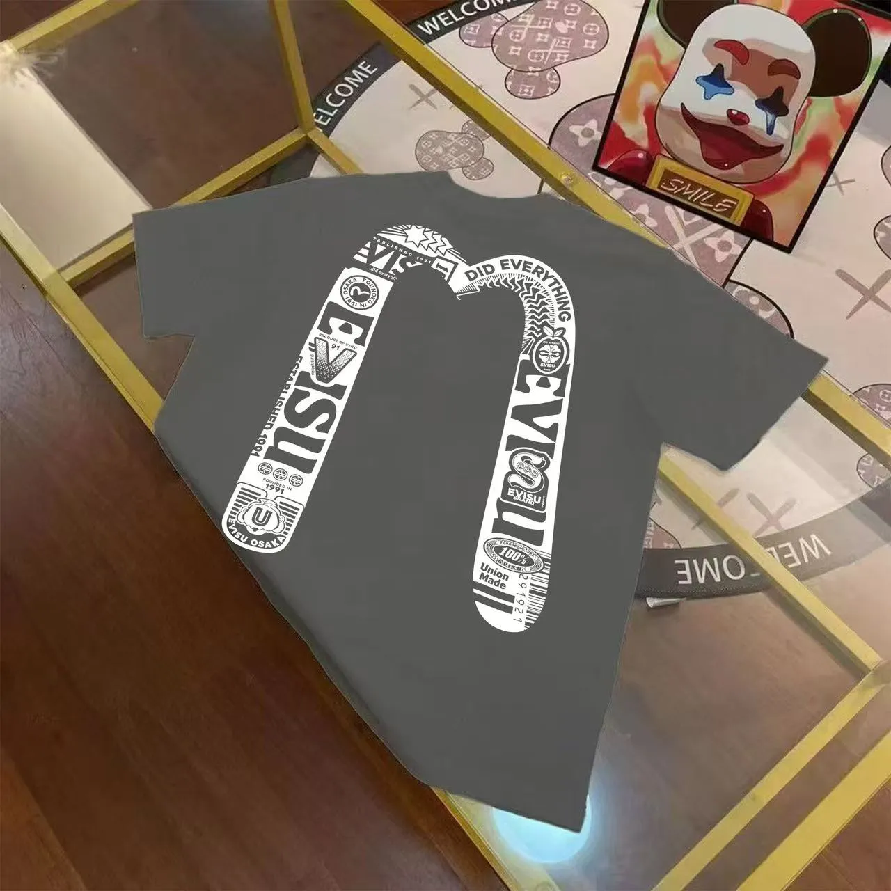 EVISU 2025 100% M T Sizes S-XXL 5 Black White Size S M L XL XXL S 44 108 68 100-120 M 46 114 70 120-140 L 48 116 72 140-160 XL 50 120 74 160-180 XXL 52 124 76 180